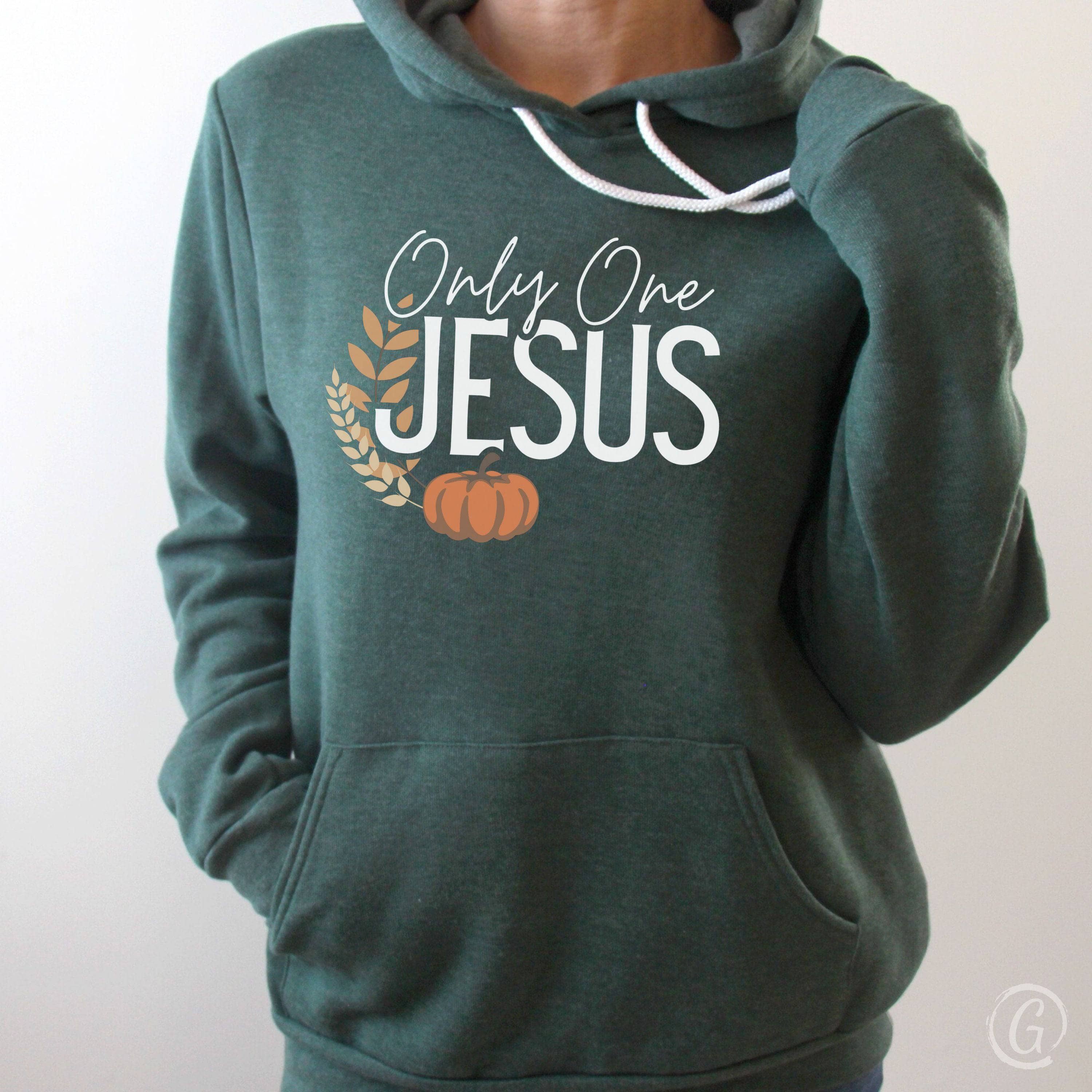 Only One Jesus Premium Unisex Pullover Hoodie Heather Forest