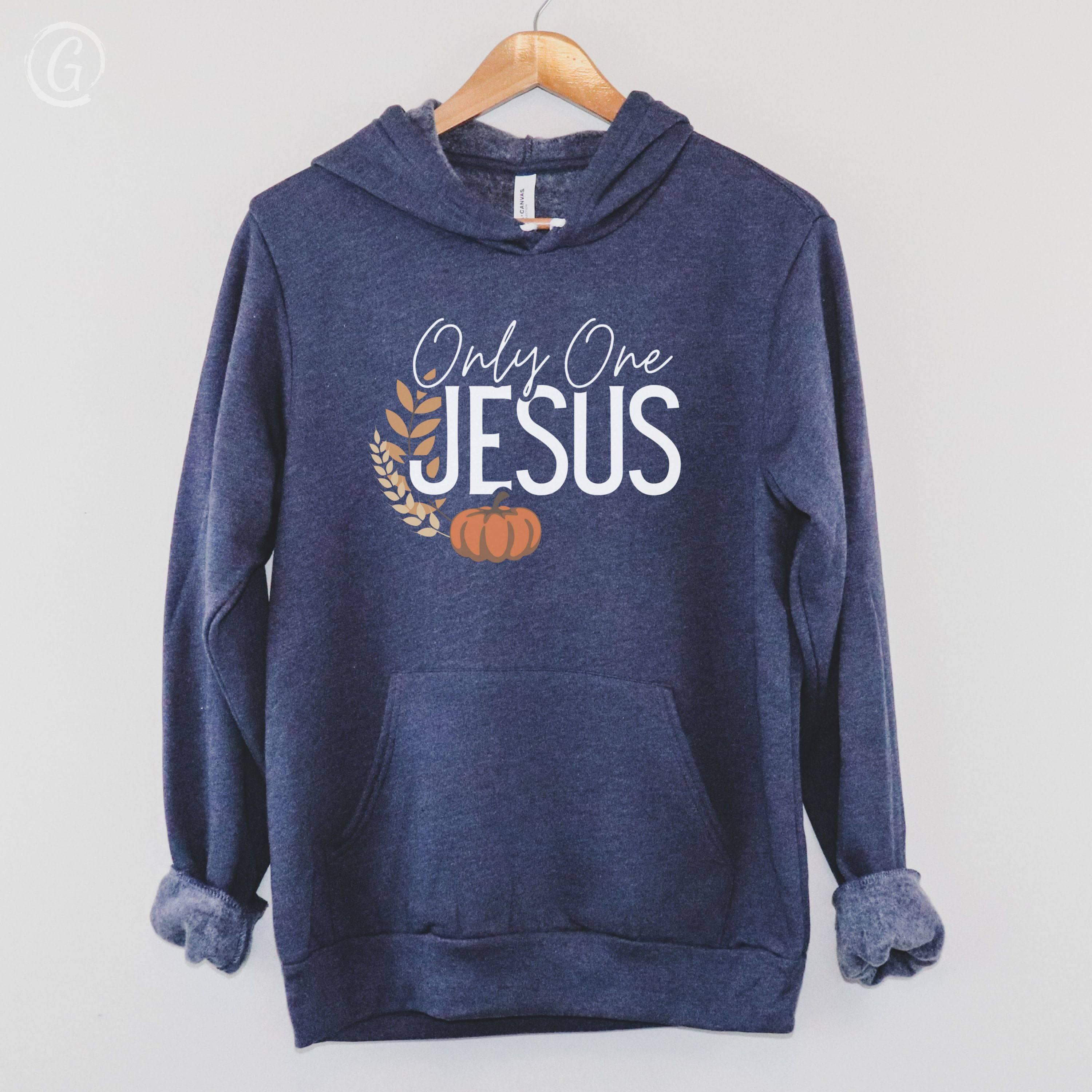 Only One Jesus Premium Unisex Pullover Hoodie Heather Navy