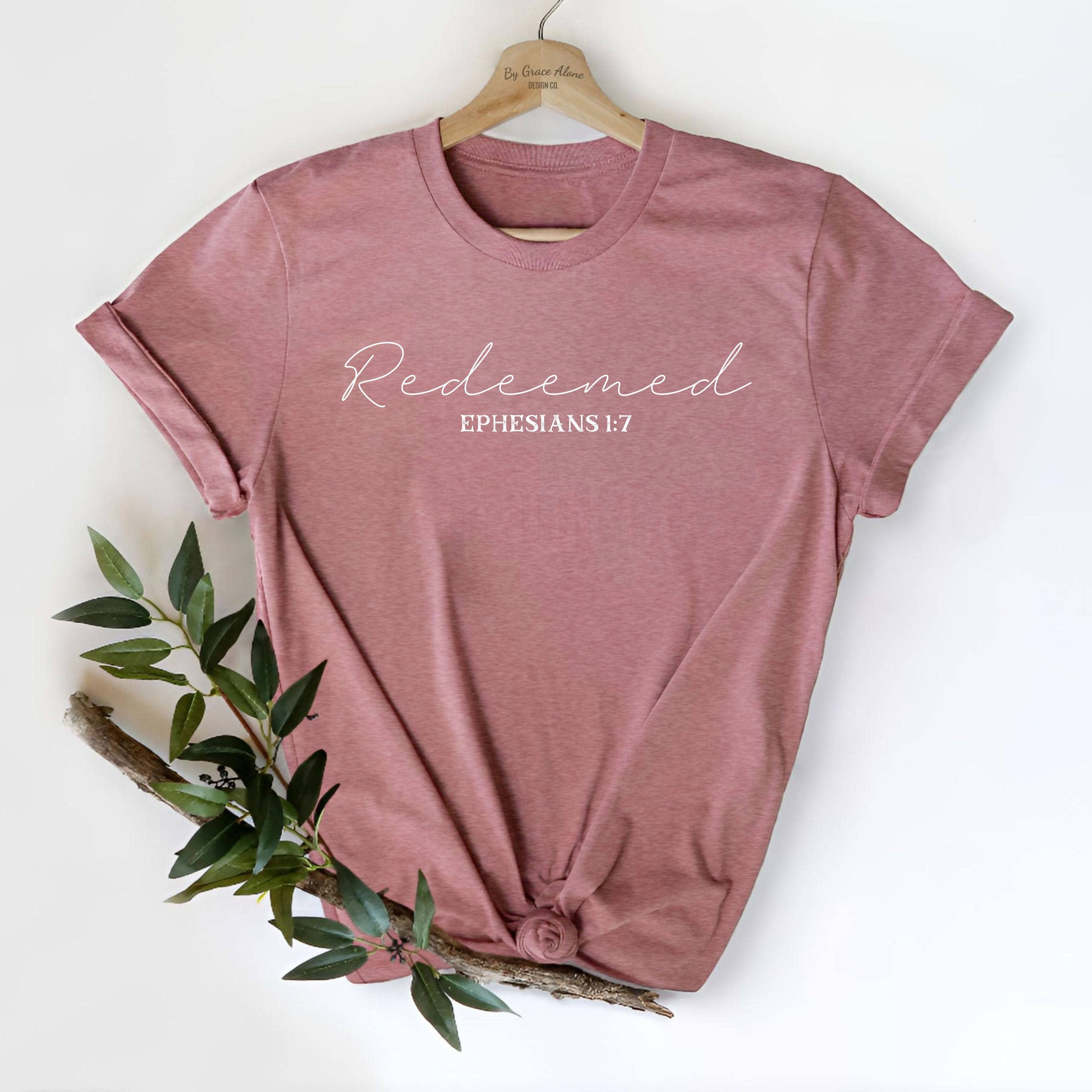 Redeemed Ephesians 1:7 Unisex T-Shirt Heathers Heather Mauve