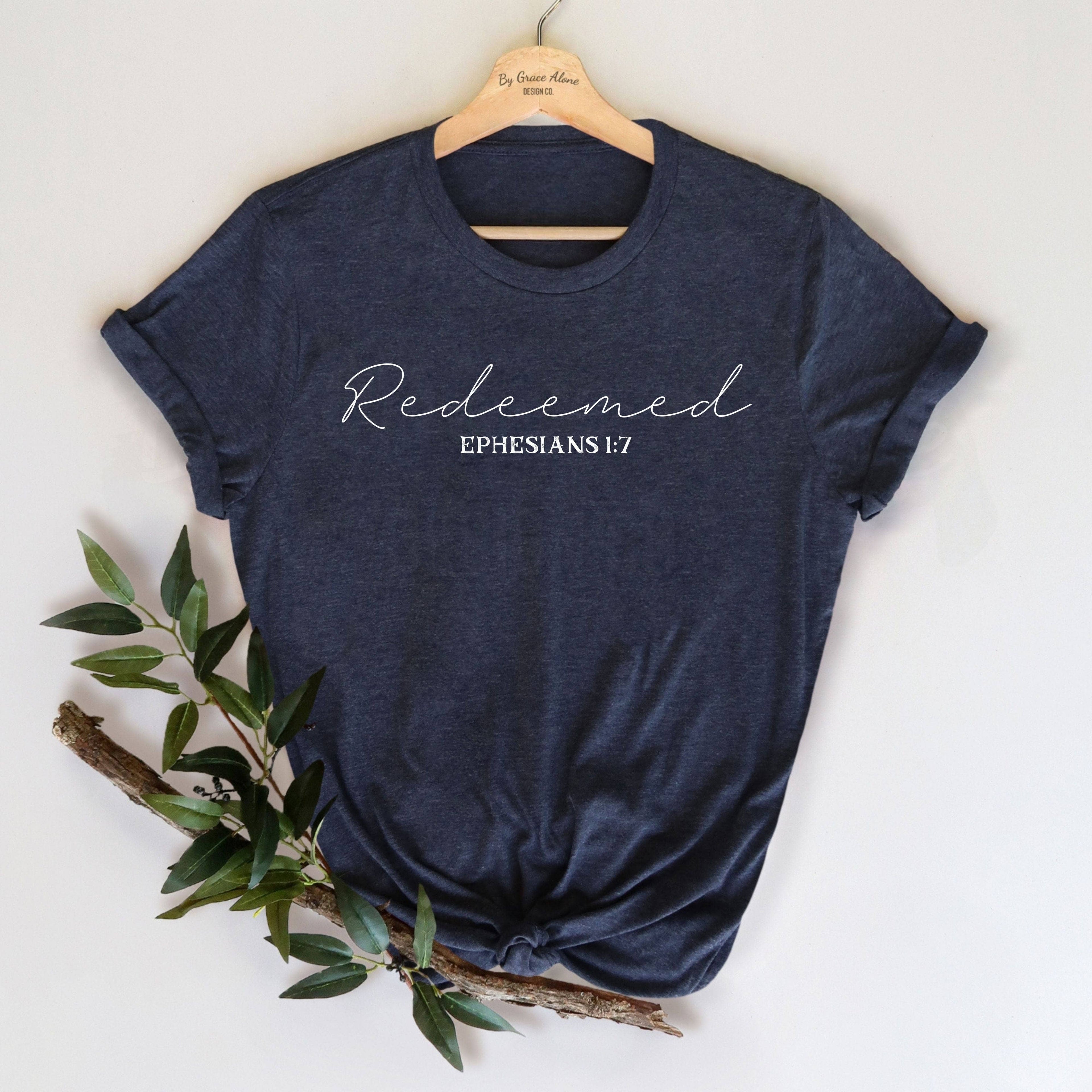 Redeemed Ephesians 1:7 Unisex T-Shirt Heathers Heather Midnight Navy