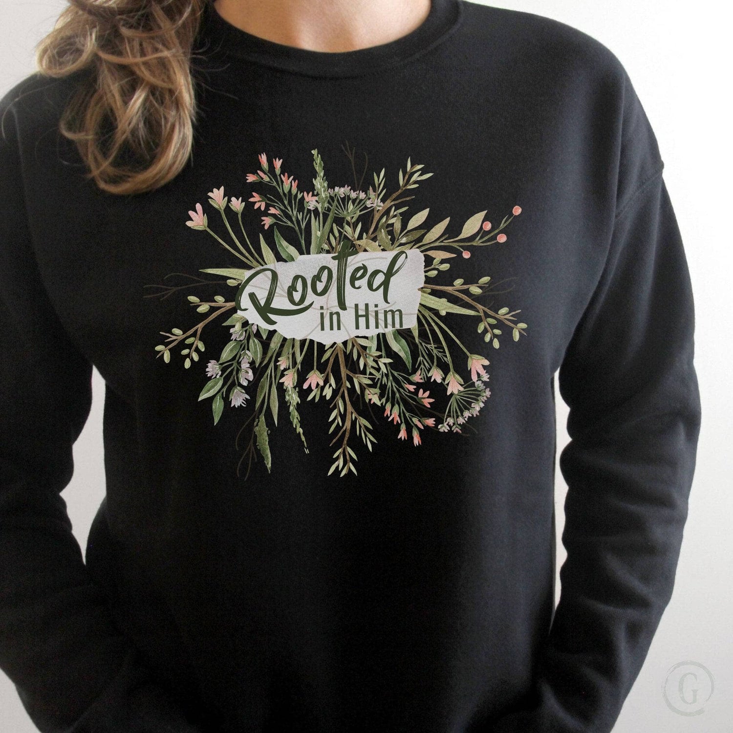 Rooted In Him Premium Unisex Sweatshirt Black