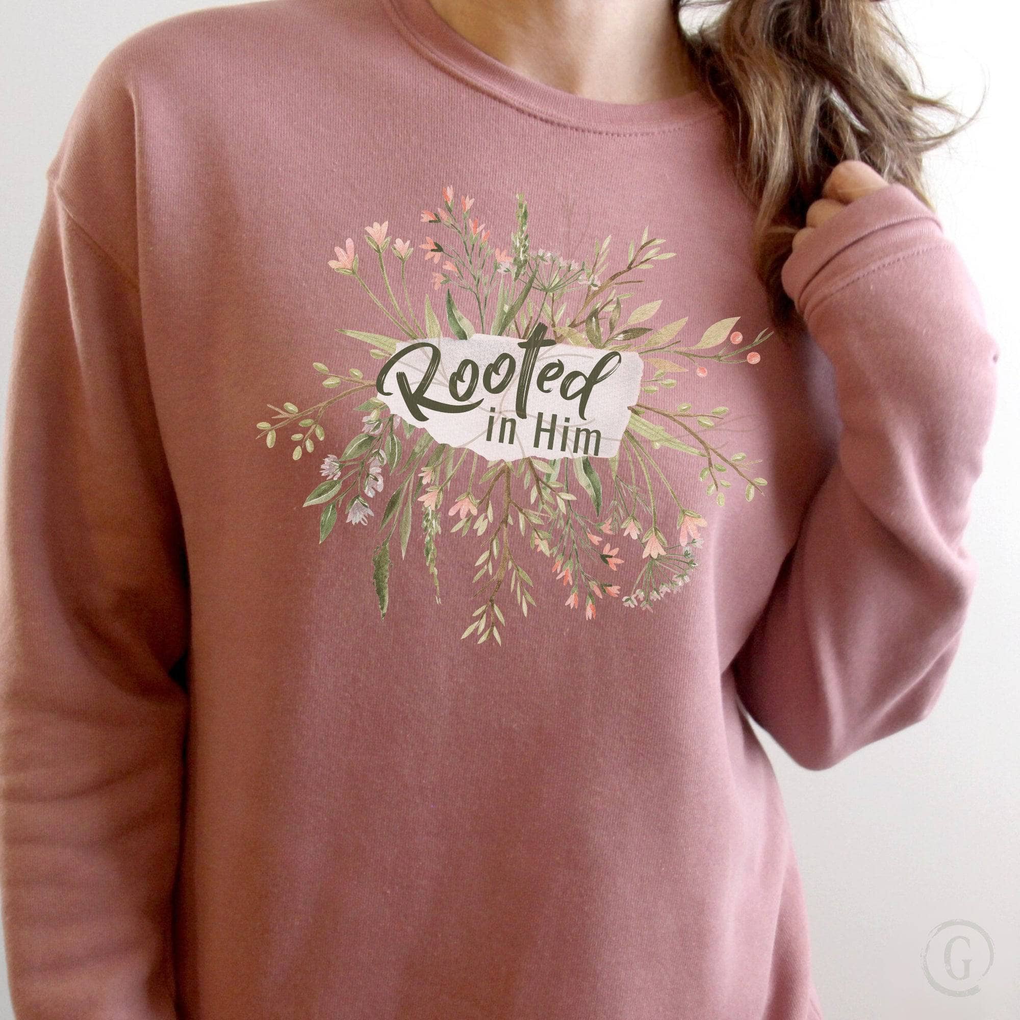 Rooted In Him Premium Unisex Sweatshirt Mauve