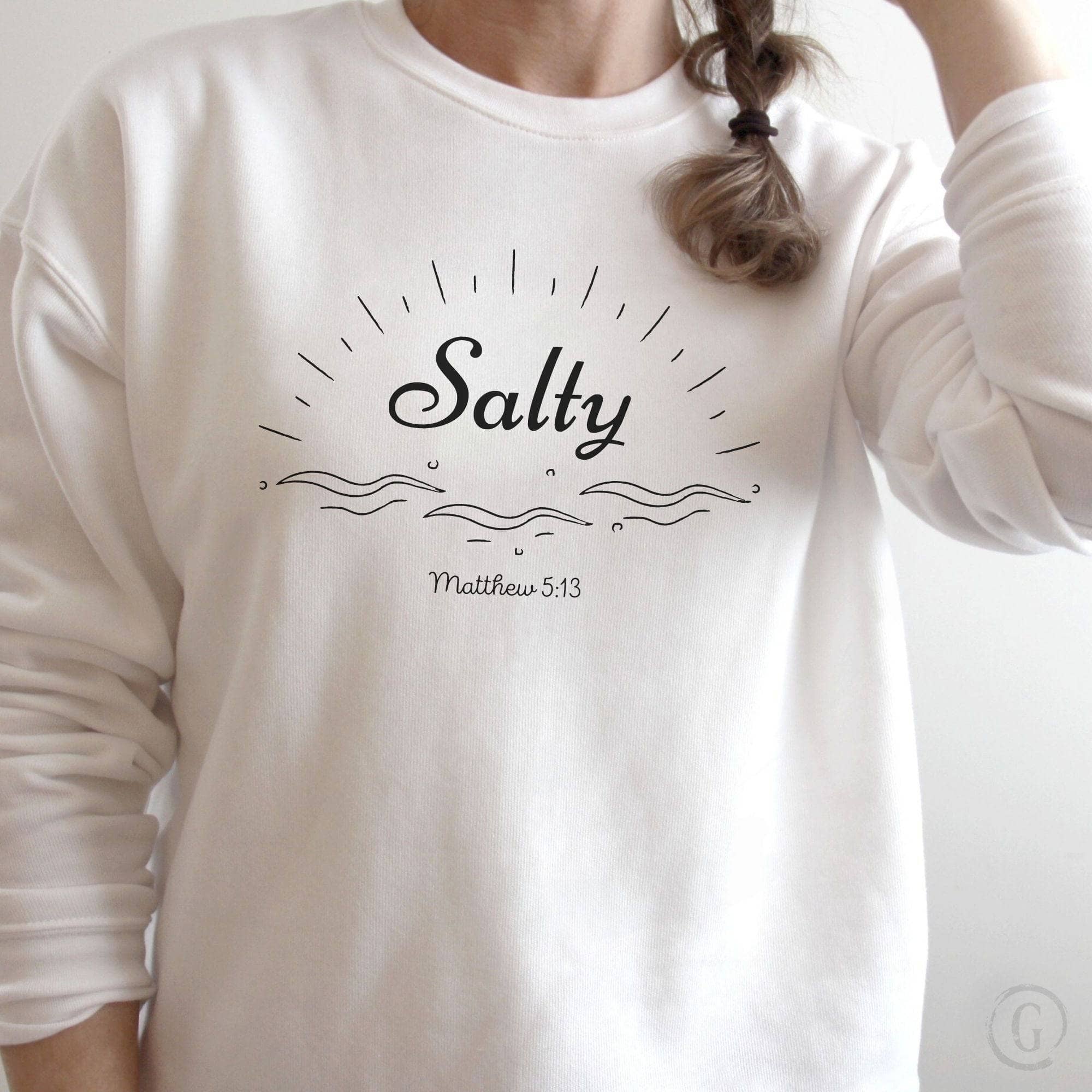 Salty Matthew 5:13 Premium Unisex Sweatshirt White