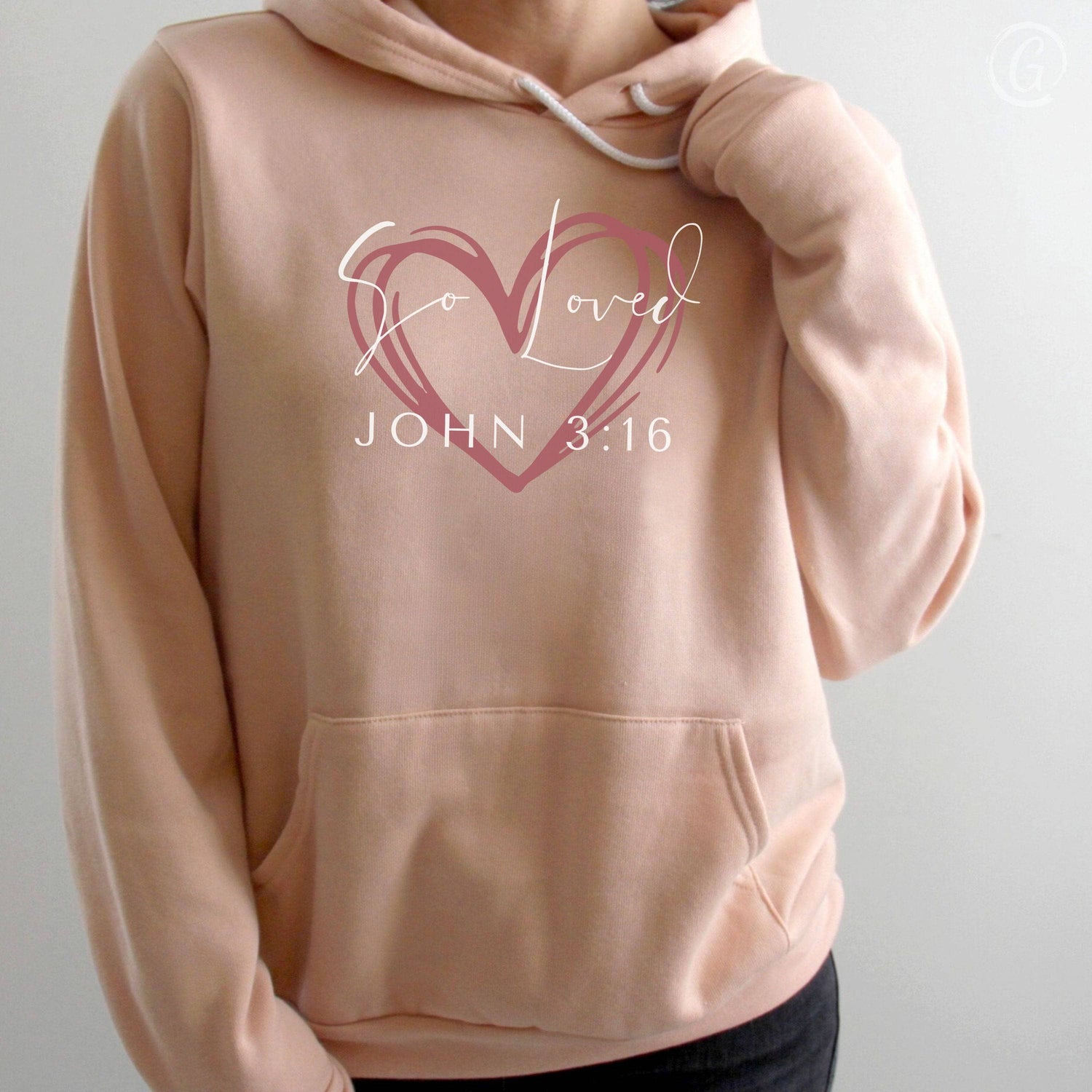 So Loved John 3:16 Premium Unisex Pullover Hoodie Peach