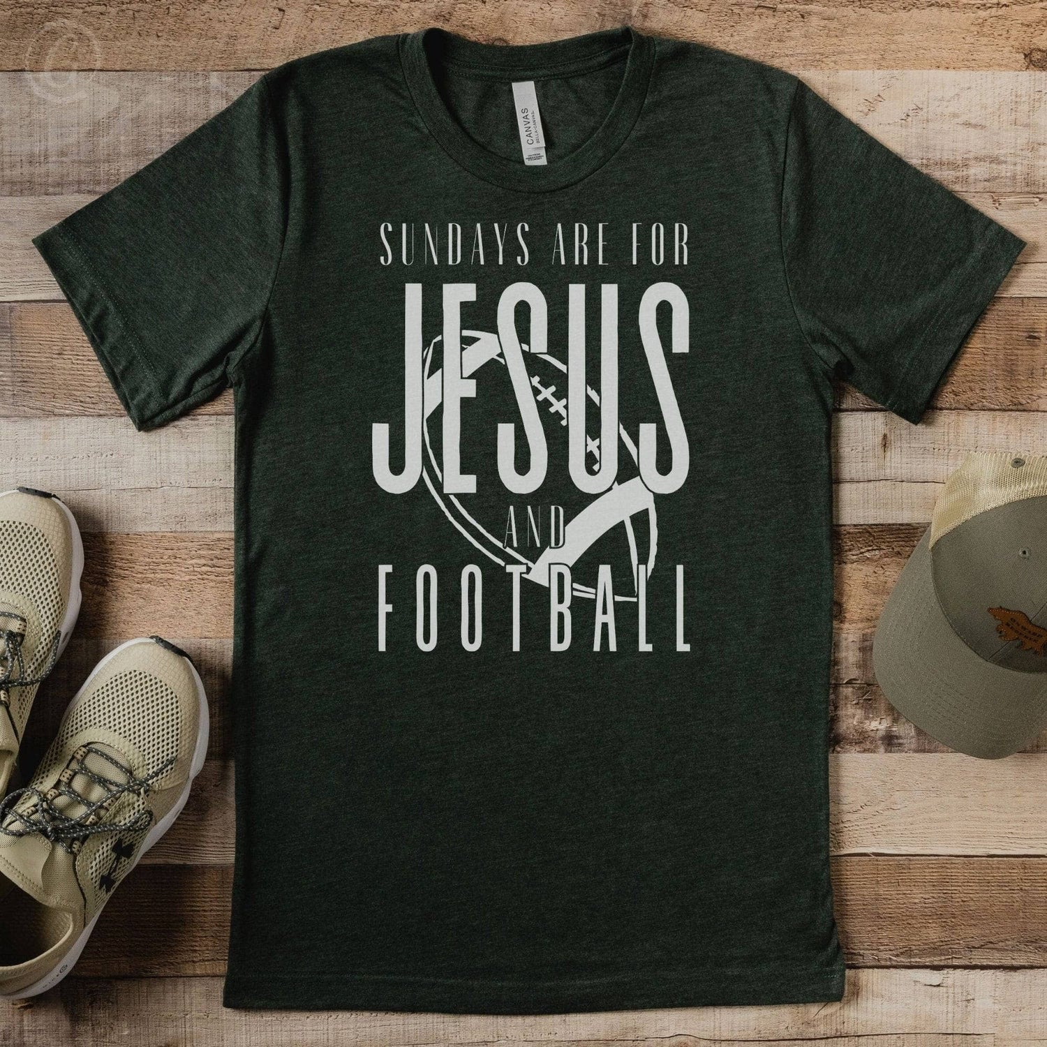 Sundays Are For Jesus And Football Unisex T-Shirt Heathers Heather Forest