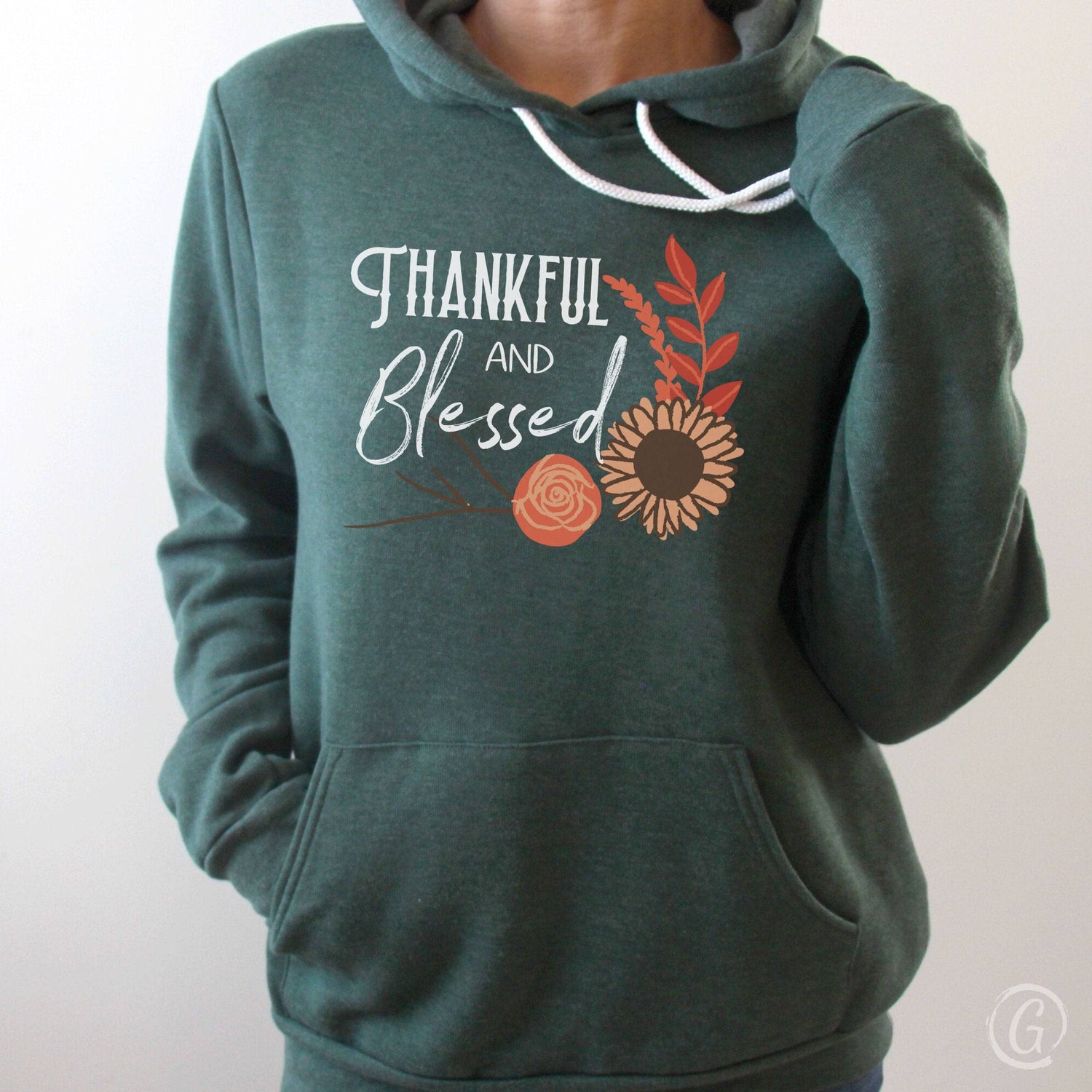 Thankful And Blessed Premium Unisex Pullover Hoodie Heather Forest