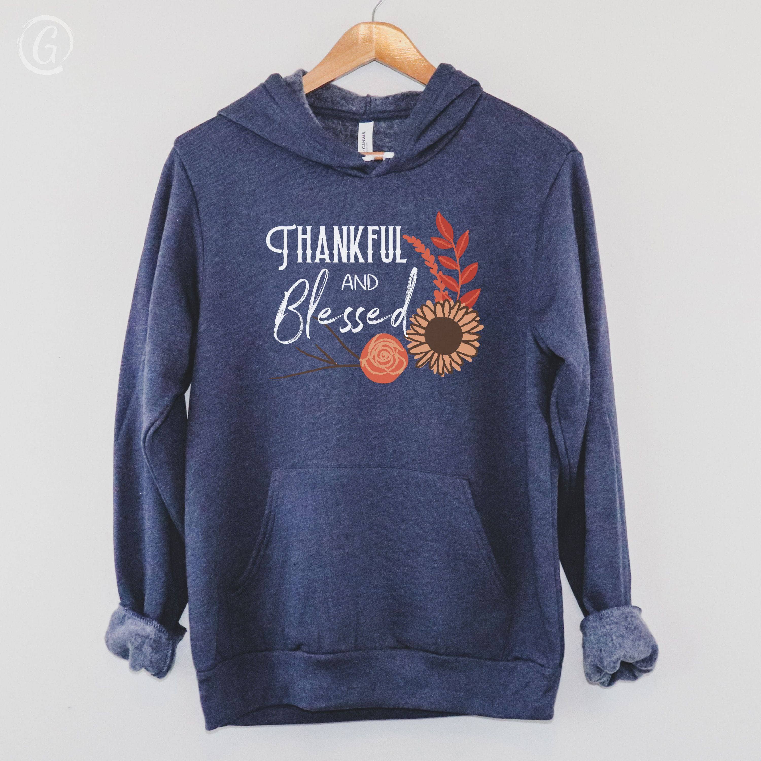 Thankful And Blessed Premium Unisex Pullover Hoodie Heather Navy