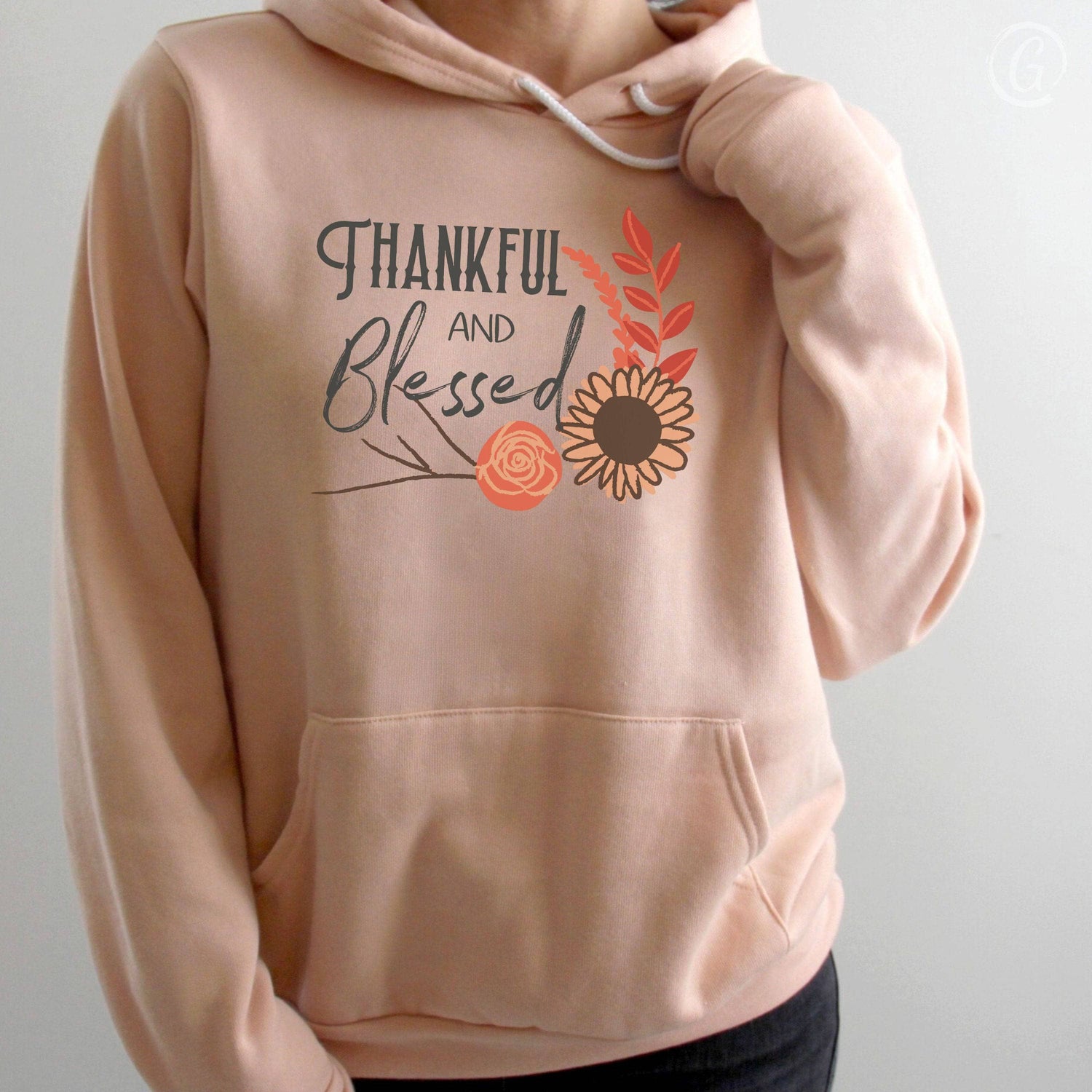 Thankful And Blessed Premium Unisex Pullover Hoodie Peach