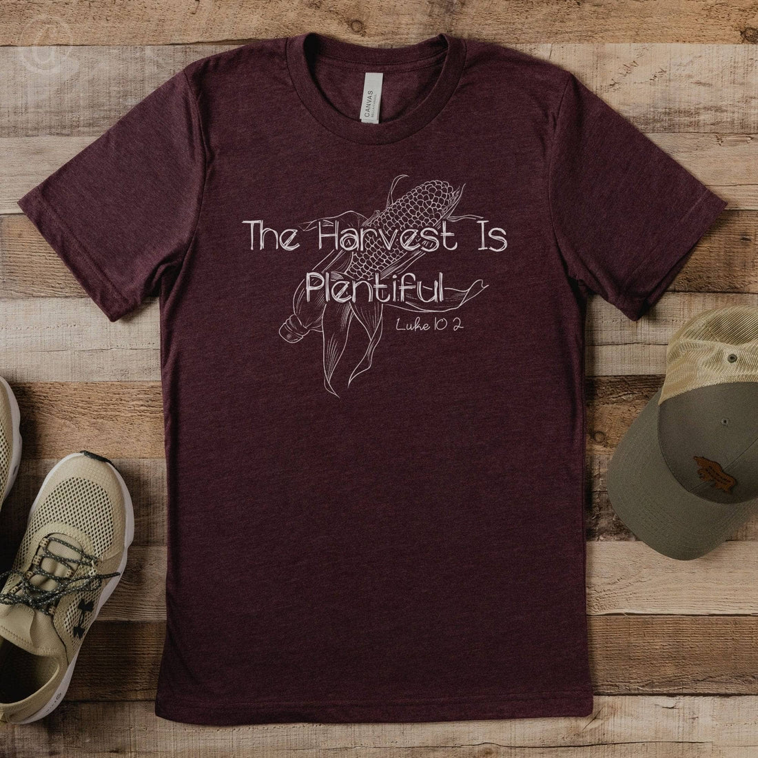 The Harvest Is Plentiful Luke 10:2 Unisex T-Shirt Heather Maroon