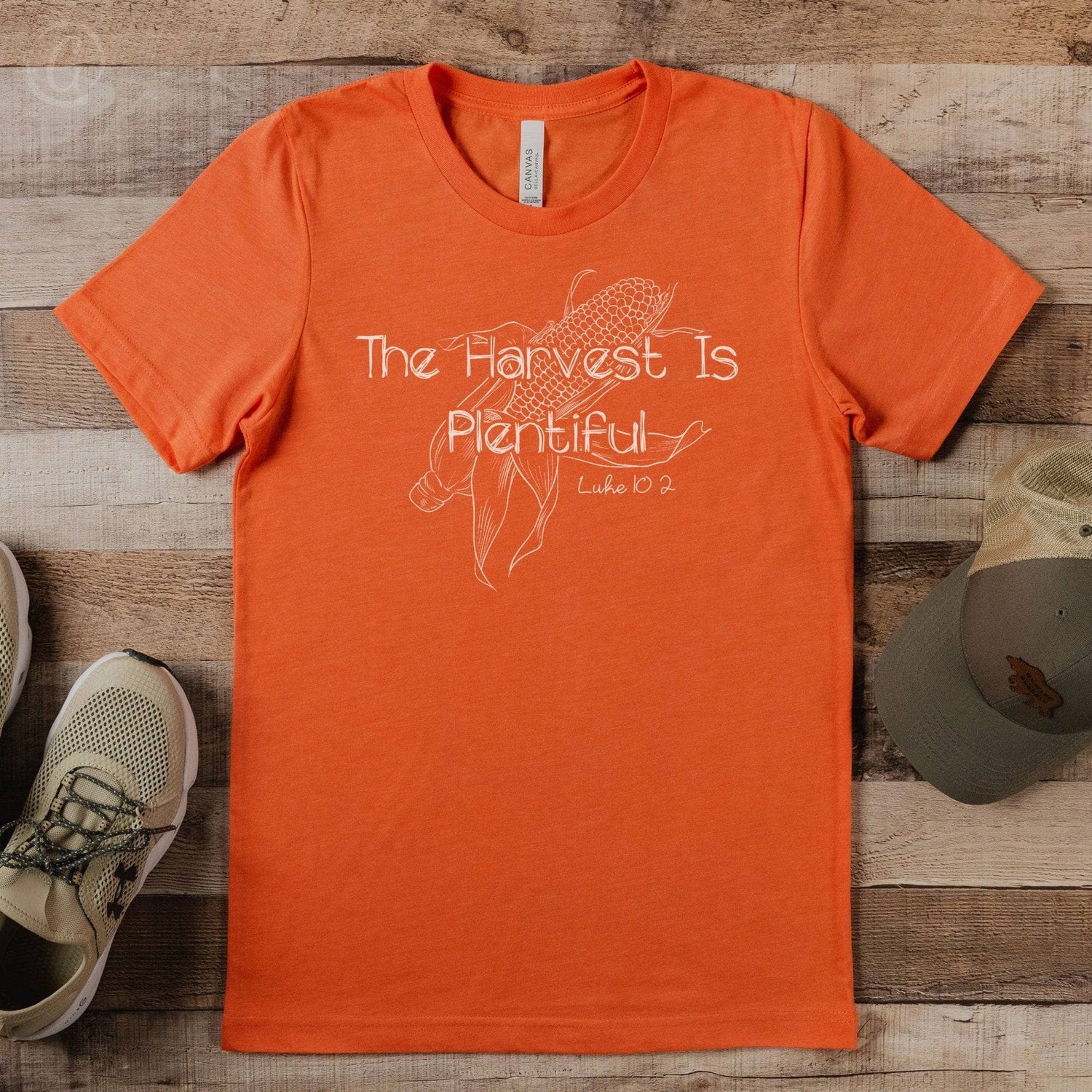 The Harvest Is Plentiful Luke 10:2 Unisex T-Shirt Heather Orange