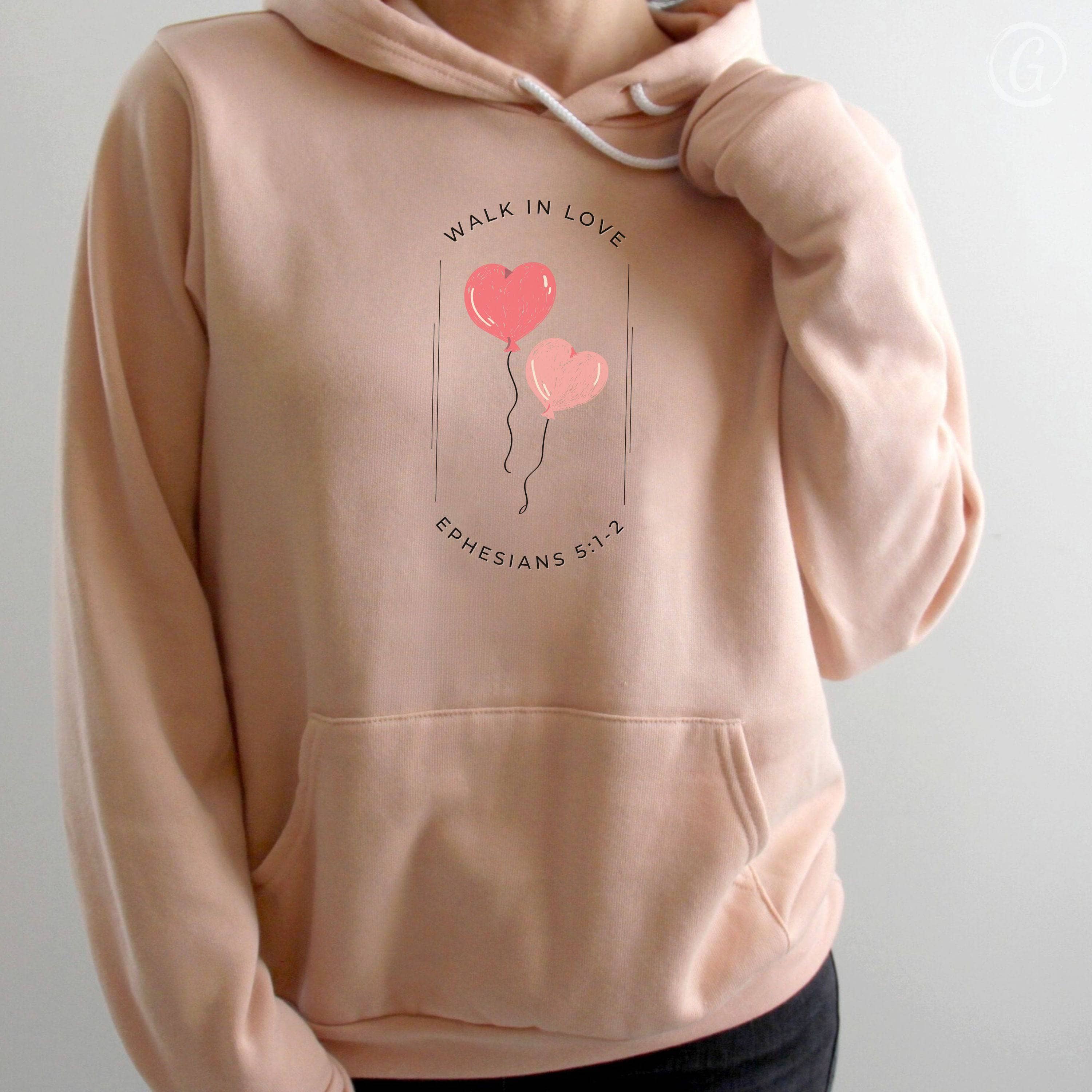 Walk In Love Ephesians 5:1-2 Premium Unisex Pullover Hoodie Peach