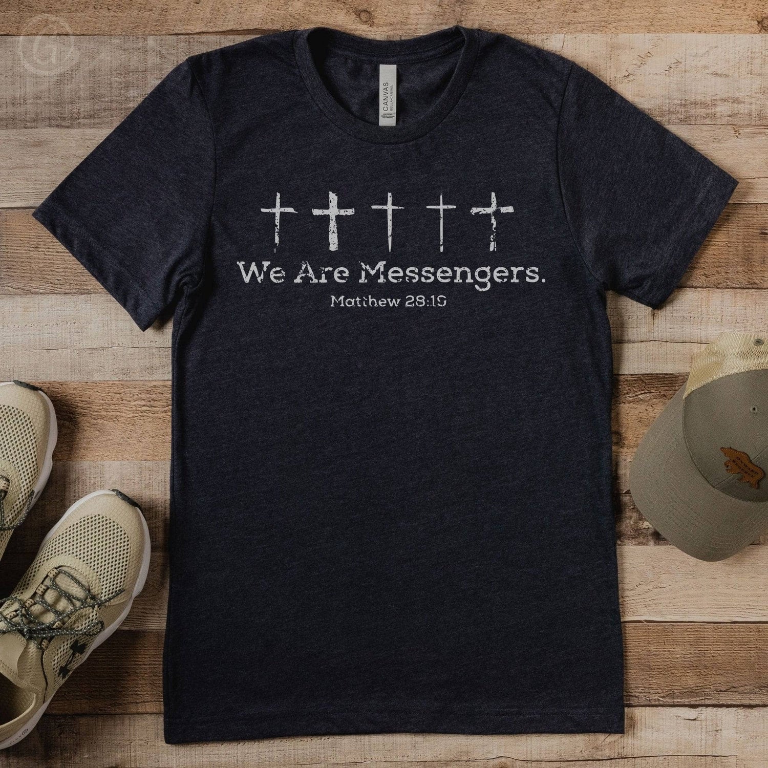 We Are Messengers. Matthew 28:19 Unisex T-Shirt Heathers Heather Midnight Navy