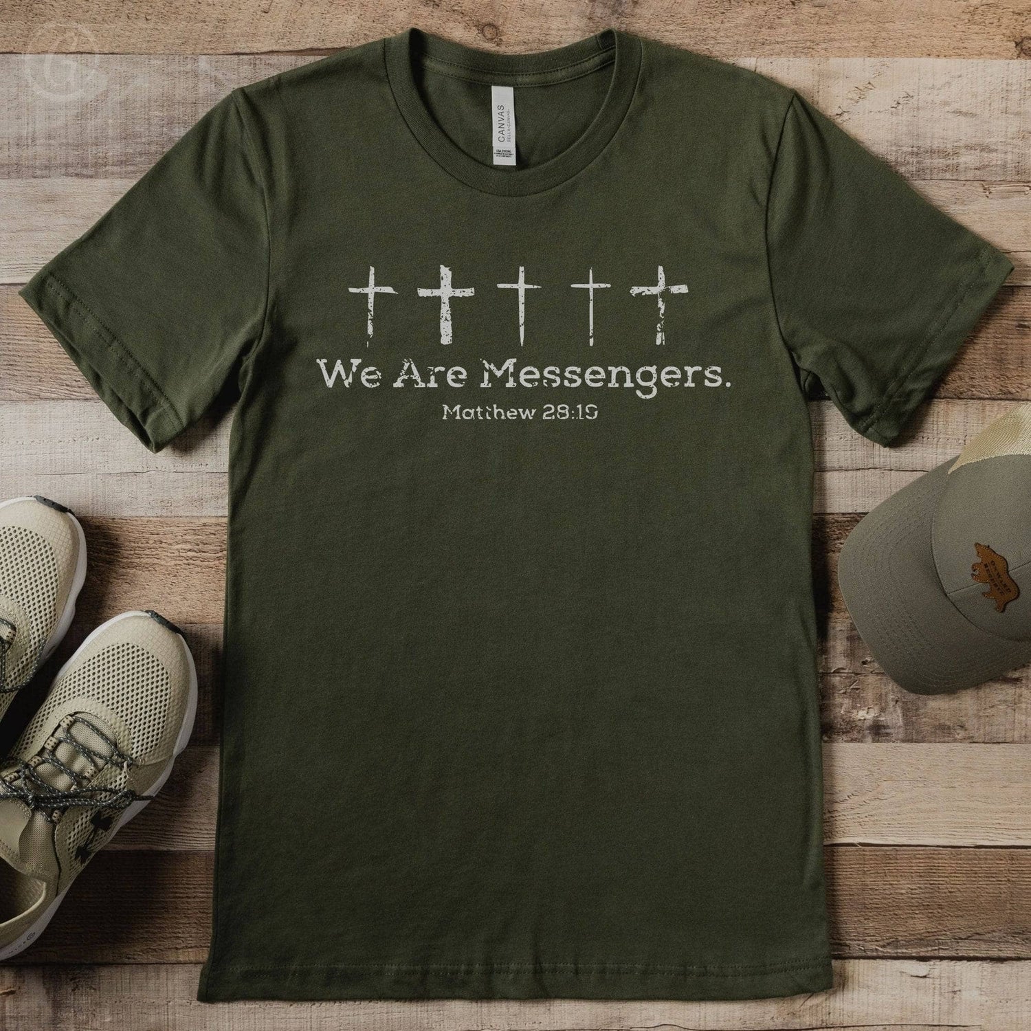 We Are Messengers. Matthew 28:19 Unisex T-Shirt Heathers Heather Military Green